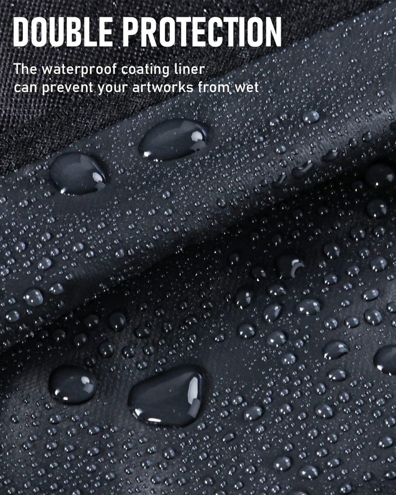 Nicpro حقيبة محفظة فنية خفيفة الوزن، 20x26 حقيبة محفظة قماشية سوداء مع حزام كتف قابل للفصل، زوايا جلدية، حقيبة تخزين لحمل الأعمال الفنية، الملصقات، الرسم، والتخطيط - Image 4